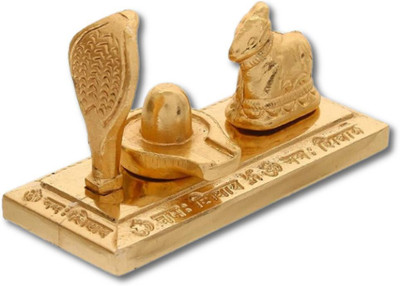Shv Brass shiv shiva lingam Nandi Sculpture Shivling Sheshnaag/Nag Devta Decorative Showpiece  -  22.900000000000027 cm(Brass, Gold)