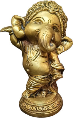 mahadev brass Dancing Ganesh Dancing Ganesh Idol Decorative Showpiece  -  8.75 cm(Brass, Yellow)