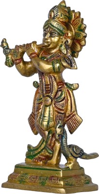 Craftcart Krishna Superfine Figurine Decorative Showpiece  -  15 cm(Brass, Multicolor)