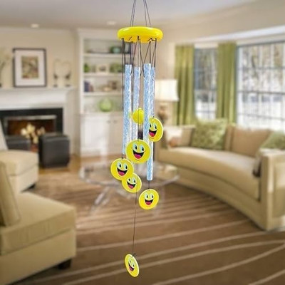 GIFT VIBE Home Decoration Items Wind Chimes for Home (Golden,Pipe & Hanging Bells) Decorative Showpiece  -  15 cm(Metal, Yellow)