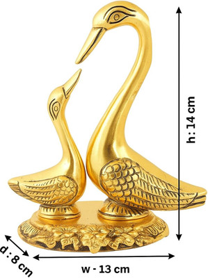 The Vernicalabel Pair of Kissing Duck Love Bird Gift Item For Living Room Decorative Showpiece  -  14 cm(Metal, Gold)