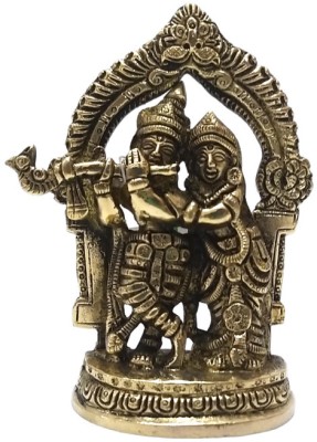 BRASS BLESSING Radha Krishna Brass Idol | Lord Krishna Radha Statue (2637) Decorative Showpiece  -  4 cm(Brass, Multicolor)
