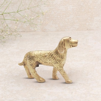 SHRI ANAND Brass Animal Dog Sculpture Statue Handcrafted Idol (Size : 6.5cm Length) Decorative Showpiece  -  4.5 cm(Brass, Gold)