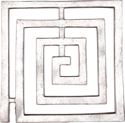 Rudra Centre Helix Square Shape - Big Decorative Showpiece  -  15.24 cm(Metal, Grey, White)