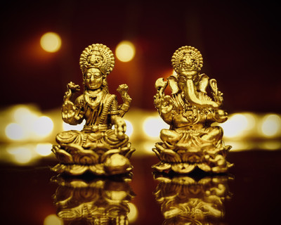 BALGOPAL GHANTE AND MURTY WALE brass laxmi ganesh fine quality Decorative Showpiece  -  4 cm(Brass, Gold)