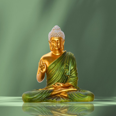 Flipkart SmartBuy Resin 14 Inch Meditating Buddha Statue Home Décor Showpiece Marriage Gift items Decorative Showpiece  -  36 cm(Polyresin, Light Green)