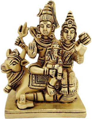 Om Pooja Shop Shiv Pariwar Brass Murti Decorative Showpiece  -  10.16 cm(Brass, Gold)
