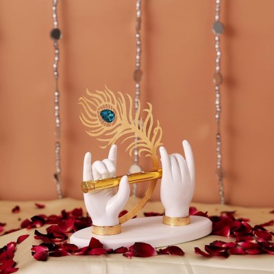 SMRK Krishna Hands with Flute Decorative Showpiece  -  10 cm(Polyresin, White)