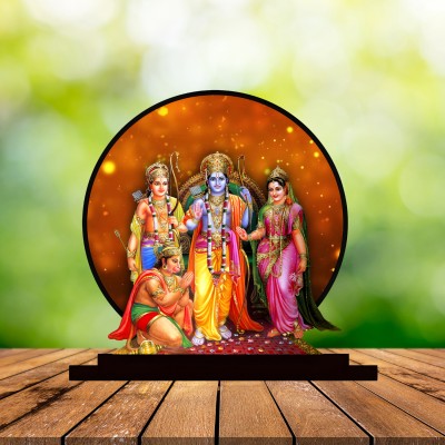 COMONOT Ram Darbar Idol for Car Dashboard, Home Pooja, Shops, Office & Study Table Decorative Showpiece  -  20 cm(Wood, Multicolor)