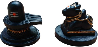 Firmus Marble Handcrafted Black Shivling & Nandi Ji for Home Temple (3 Inch) Decorative Showpiece  -  7.5 cm(Marble, Black)