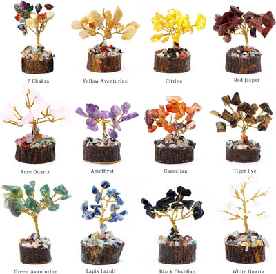 VIBESLE VIBESLE Crystal Tree Set of 12 Handcrafted Trees for Home & Office Decorative Showpiece  -  7 cm(Crystal, Multicolor)