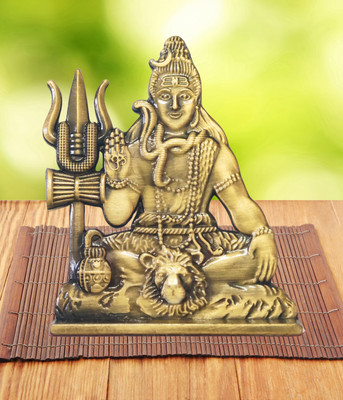 Styshion Sphere Shiva Idol for Car Dashboard|Mahadev Murti for Gifting|Decorative Shiva Statue Decorative Showpiece  -  6 cm(Brass, Gold)