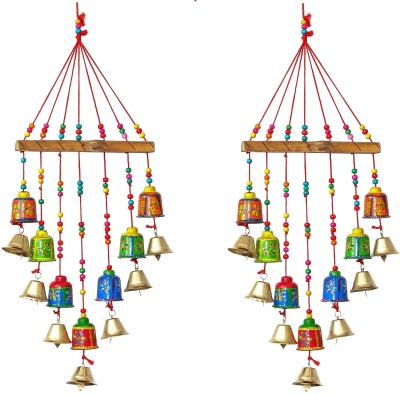 galcrafts wall decor handicraft windchime and jhumar pack of 2 Decorative Showpiece  -  40 cm(Paper Mache, Multicolor)