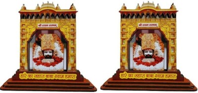 Divine Collections Enterprises DivColl Khatu Shyam Baba Photo with Toran Dwar for Car Dashboard, Home Decor Decorative Showpiece  -  14 cm(Wood, Yellow)