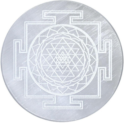 vastu vardan Crystal Selenite Charging Plate (3 INCH) Sri Yantra Selenite Plate Decorative Showpiece  -  10.16 cm(Crystal, White)