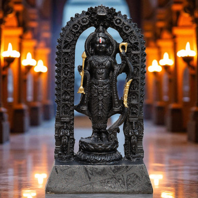 Ideko Shree Ram Lalla Murti in ayodhya mandir Ramlalla Temple Idol for Pooja |Lord Ram Decorative Showpiece  -  18 cm(Polyresin, Black)