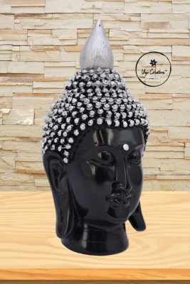 PIHUTIQUE ARTS Buddha Head Statue, 4x4x7 inches, Elegant Religious Home Décor Decorative Showpiece  -  18 cm(Resin, Black)