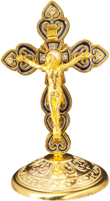 M Men Style Elegant Christian Cross For Church Home Table Blessing Office Decorative Showpiece  -  9 cm(Metal, Gold)