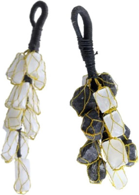 vastu vardan Selenite and Black Tourmaline Crystals Door Hanger| Crystal Hanger (Pack of 2) Decorative Showpiece  -  5 cm(Crystal, White)
