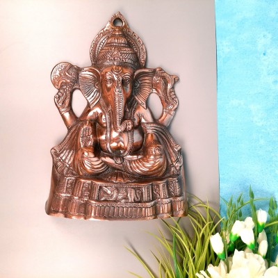 Apkamart Ganesh Wall Hanging Cum Statue - For Home, Puja & Religious Decor Decorative Showpiece  -  44 cm(Metal, Brown)