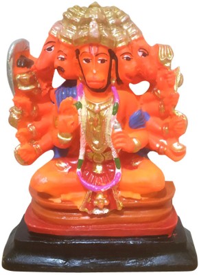 WINSOME COLLECTION Panchmukhi Hanuman Murti Idol Statue Home Office Room Decor Decorative Showpiece  -  13 cm(Marble, Red)