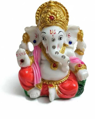 Shree Venkatesh Organics Ganesh Idol for Home , Ganpati for Car Dashboard & Pooja Decorative Showpiece  -  7 cm(Marble, White)