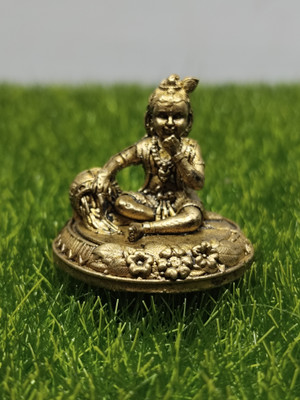 giftiny MakhanChorKrishna Brass Miniature Idols Decorative Showpiece  -  3 cm(Brass, Gold)