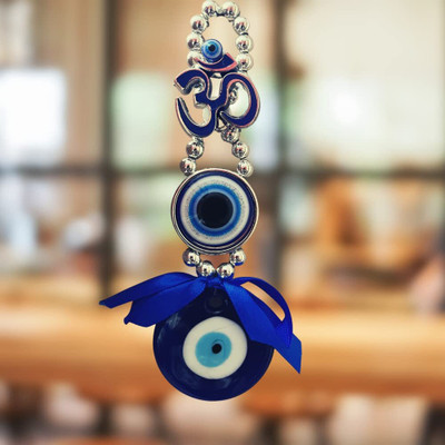 RMCG Traders Blue Evil Eyes OM | Hanging Evil Eyes | Nazar Battu Evil Eyes Decorative Showpiece  -  4 cm(Glass, Blue)