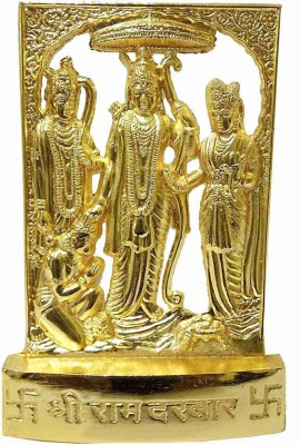 Banaras Box Brass HandMade Lord Ram Darbar|Religious Indian Art Statue/Idol - 4.5inch Decorative Showpiece  -  12 cm(Brass, Gold)
