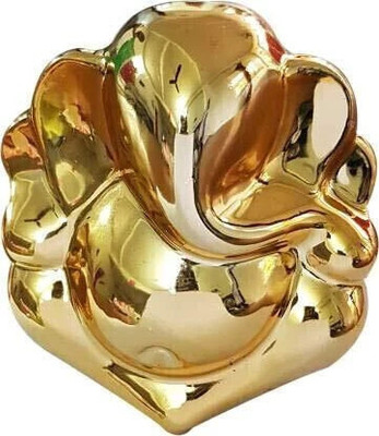 Tattva Golden Plated Ganesh Ji Statue for Pooja Home Decor Hindu god Ganpati Decorative Showpiece  -  5 cm(Polyresin, Gold)