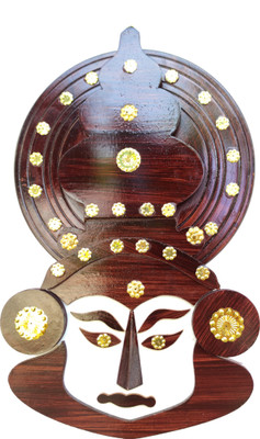 LOYAL DEVAA Kathakali mask Wall Hanging – 12 Inches | Wooden Kathakali Head for Home Décor Decorative Showpiece  -  25 cm(Wood, Brown)