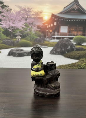 tulsi presents Buddha fountain shopiece Decorative Showpiece  -  10 cm(Fiber, Brown)