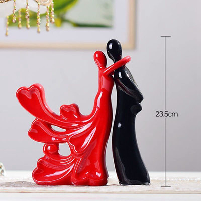 MARINER'S CREATION Couple Showpiece For Valentine Gifts as Modern Art Design For Home Décor Decorative Showpiece  -  25 cm(Ceramic, Red, Black)
