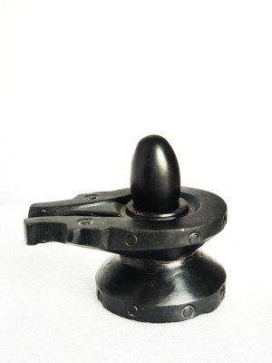 Shree Harishankar shivling art Original Narmadeshwar Shivling with Narmada Stone Yonibase For Daily Home Pooja Decorative Showpiece  -  4 cm(Stone, Black)