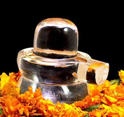 Seju Creations Sphatik/crystal Shivling (White) Decorative Showpiece  -  2.8 cm(Crystal, Clear)