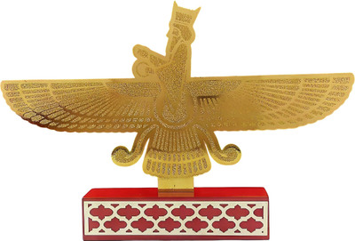 Giftology Bharat Asho Faravahar | Zoroastrianism | Ideal Parsi Gift & Farsi |ahura Mazda Decorative Showpiece  -  9 cm(Brass, Gold)