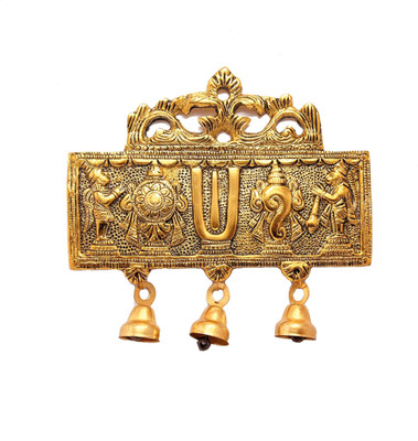KridayKraft Wall Hanging Tirupati Balaji Symbol Shankh Chakra Tilak with Hanuman ji Decorative Showpiece  -  16 cm(Aluminium, Gold)