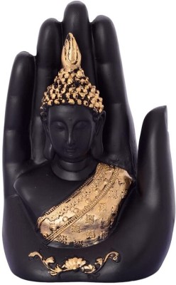 SkyKey Golden Handcrafted Palm Buddha Polyresin Showpiece (12.5 cm x 7.5 cm x 17.5 cm, Decorative Showpiece  -  17.5 cm(Polyresin, Black)