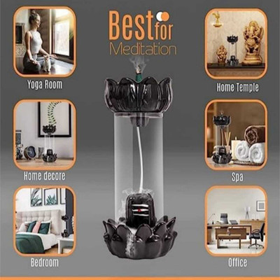 shivsom Smoke Shivling Fountain with Free of 10 Backflow Cones/Dhoop Decorativ Showpiece Decorative Showpiece  -  25 cm(Polyresin, Glass, White, Black)