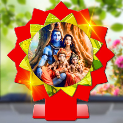 SANBIA Shiva Family Shiv Parivar Car Dashboard Idol Premium Decorative Showpiece  -  11 cm(Plastic, Multicolor)