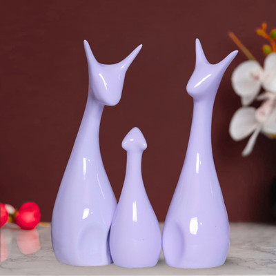 Flipkart SmartBuy Lucky Deer Statue Family Piano Finish Ceramic Figures Deer Couple showpiece Decorative Showpiece  -  25 cm(Polyresin, Purple)