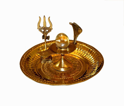 SBBCO Divine Edge Shivam Aura – Sacred Shivling for Home & Mandir Decorative Showpiece  -  8.7 cm(Brass, Gold)