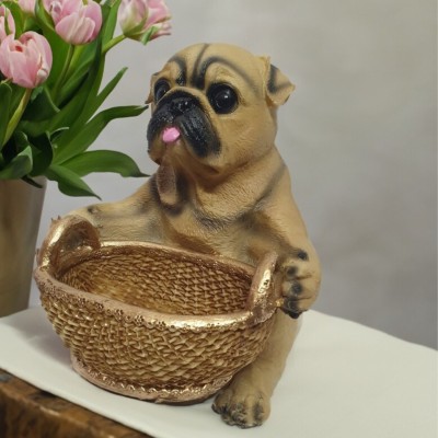 BBA ENTERPRISES BBA Resin Basket Dog Storage Statue Perfect for Keys Storage Home and Office Decorative Showpiece  -  23 cm(Resin, Multicolor)