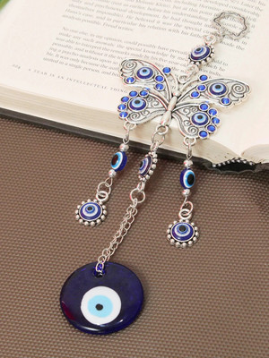 TIED RIBBONS Wall Hanging Butterfly Evil Eye For Good Luck Charm and Prosperity Decorative Showpiece  -  25.4 cm(Metal, Multicolor)