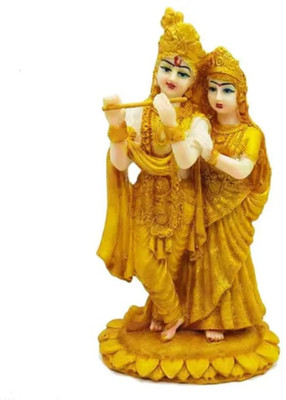 Jaanvi Nutan Emporium Krishna Statue for Home Temple, Living Room & Pooja Decor & Car Dahsboard Decorative Showpiece  -  18 cm(Resin, Gold)