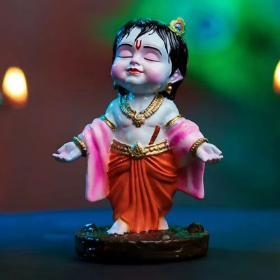 Shrey Shiv Collections Shri Prasadam Bal Gopal Krishna Idol Showpiece Decorative Showpiece  -  10.16 cm(Resin, White)