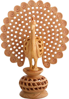 JaipurCrafts Handicrafts Wooden Dancing Peacock Home Decor Showpiece Decorative Showpiece  -  12.7 cm(Wood, Brown)