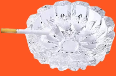 LOTUS RISE Cigarette Smoking Glass Candy Bowl Smoke White Glass Ashtray (Pack of 1) Decorative Showpiece  -  5 cm(Glass, White)