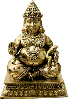 vastu vardan Vastu Brass Dhankuber Ji Statue (3Inch) Kuber Statue for Wealth & Prosperity Decorative Showpiece  -  3.5 cm(Brass, Gold)