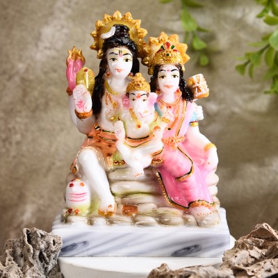 Ghar Saaz Marble Dust Shiv Parivar God Idol Coloured For Mandir, Home Décor Showpiece Decorative Showpiece  -  14 cm(Marble, Multicolor)